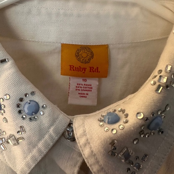 Ruby Rd. White Denim Jacket with Embellishments - Picture 3 of 8